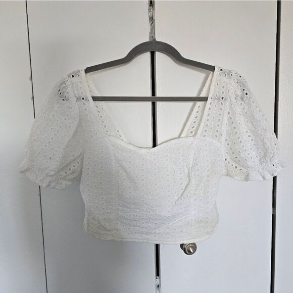 Eyelet Crop Blouse - Picture 1 of 6